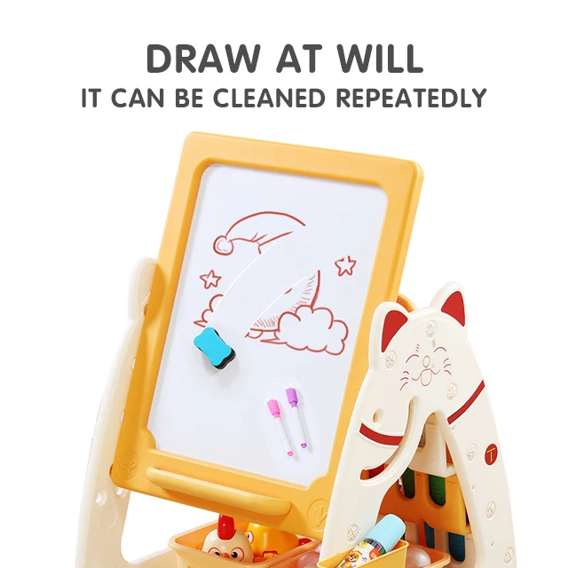  High quality baby indoor bookshelf plastic drawing board shelf kids furniture cartoon cabinet children toys storage