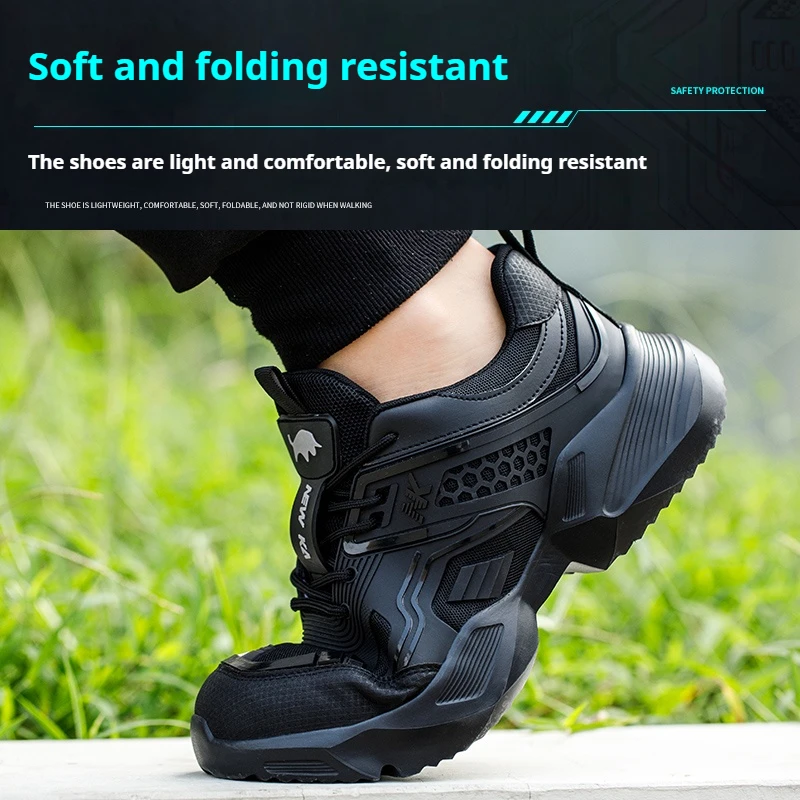 Lightweight Breathable Protective Non Slip Work Training Shoes  Industrial Construction Steel Toe safety shoes for men