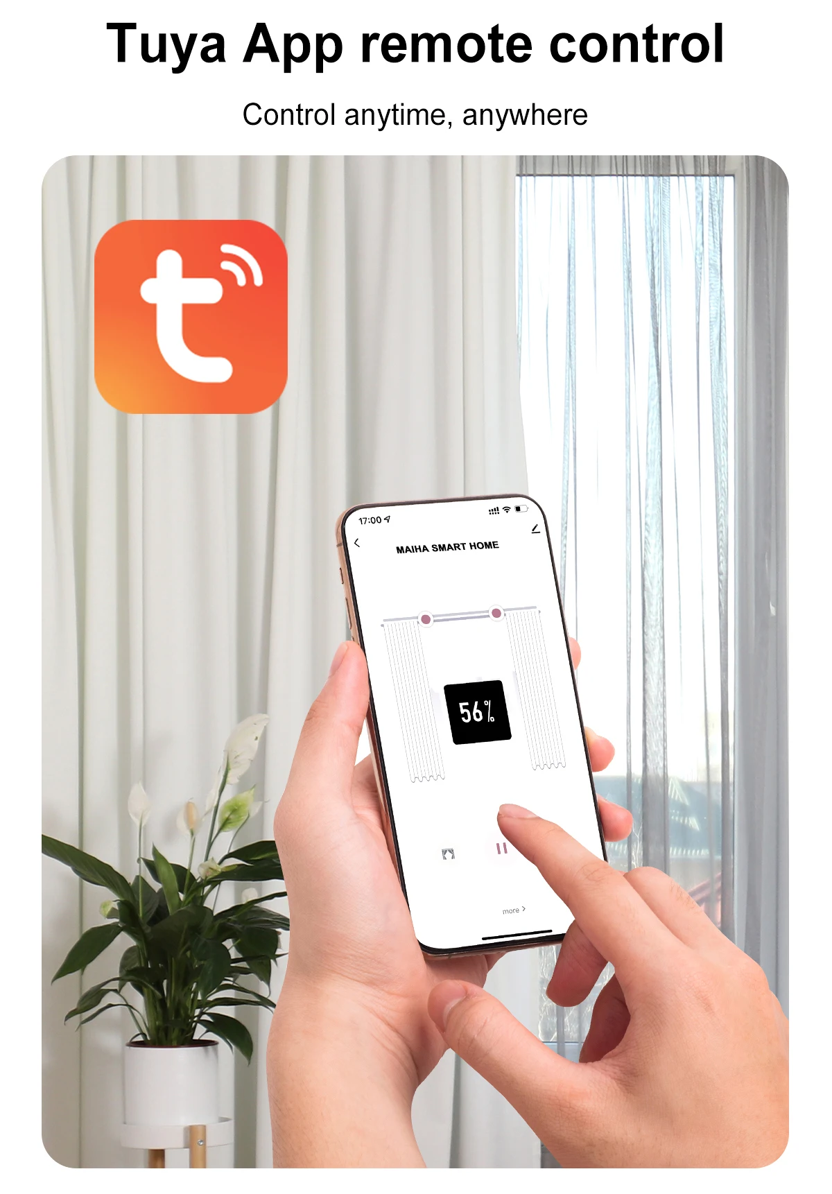 Tuya TYSH Wifi Smart Curtain Motor With Aluminium Track Electric Smart Life Remote Control Automatic Curtain Motor Opener