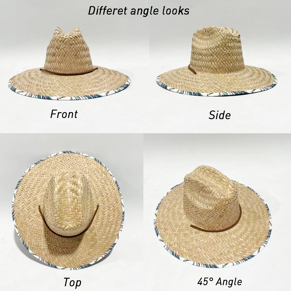 Mens fishing straw hats anti uv sun protect outdoor waterman lifeguard beach hats fisherman straw hat