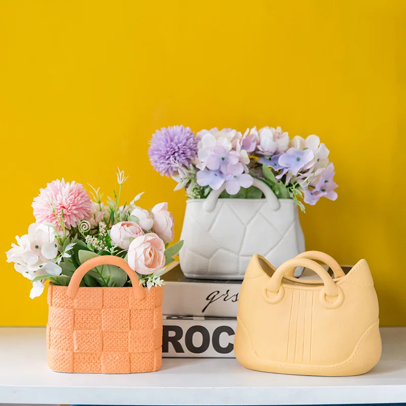 Red Envelope Vase Wide Mouth Ceramic Creative Nordic For Home Living Room Flower Arrangement Simple Style Decor Ornaments