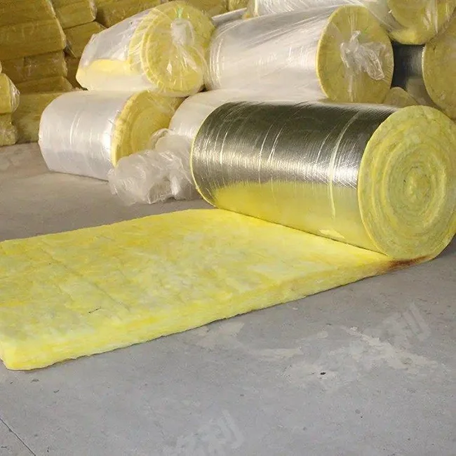 Wall Or Roof Thermal Insulation With Aluminum Foil Veneer Glass Wool Blanket Or Roll Or Fiberglass Wool Coil Felt