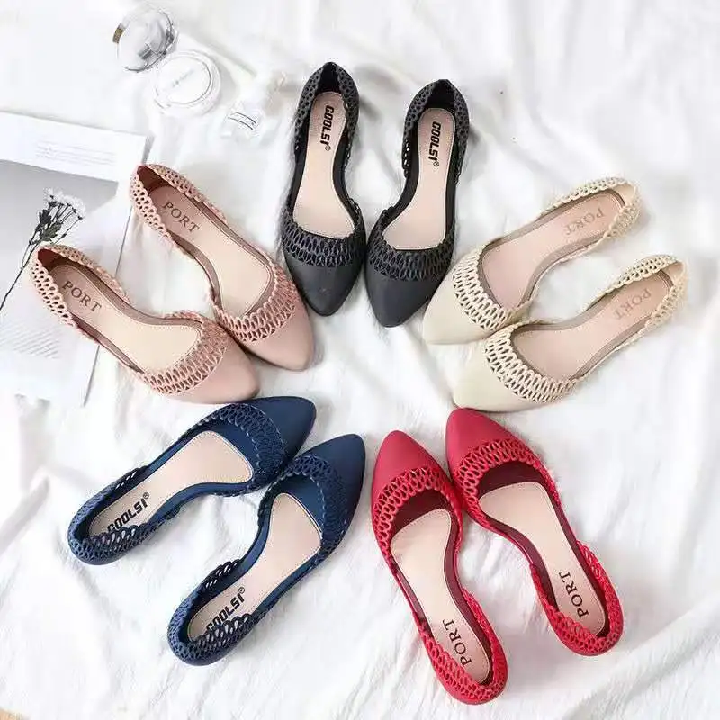 
flat sole bow jelly shoes women 