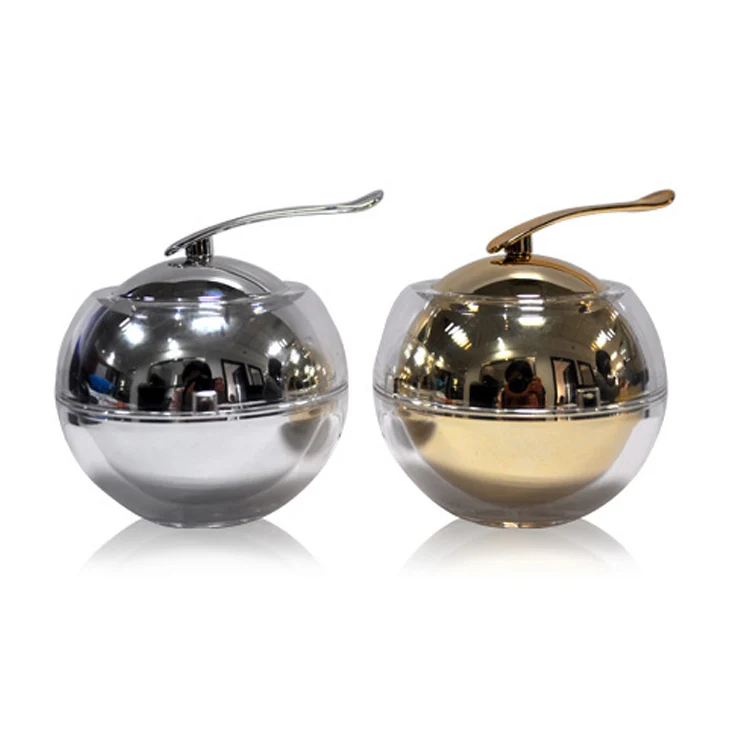 50g High-end Custom Shiny Silver Apple Shaped Spoon Facial Cosmetic Cream Jar