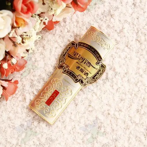Custom Stamping Aluminum 3D Emblem wine bottle metal logo sticker metal Badge Label Metal Nameplate