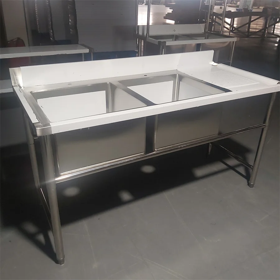 Commercial Sink Style Single or Double Kitchen Sinks 304 Stainless Steel Chinese Double Bowl Modern Design