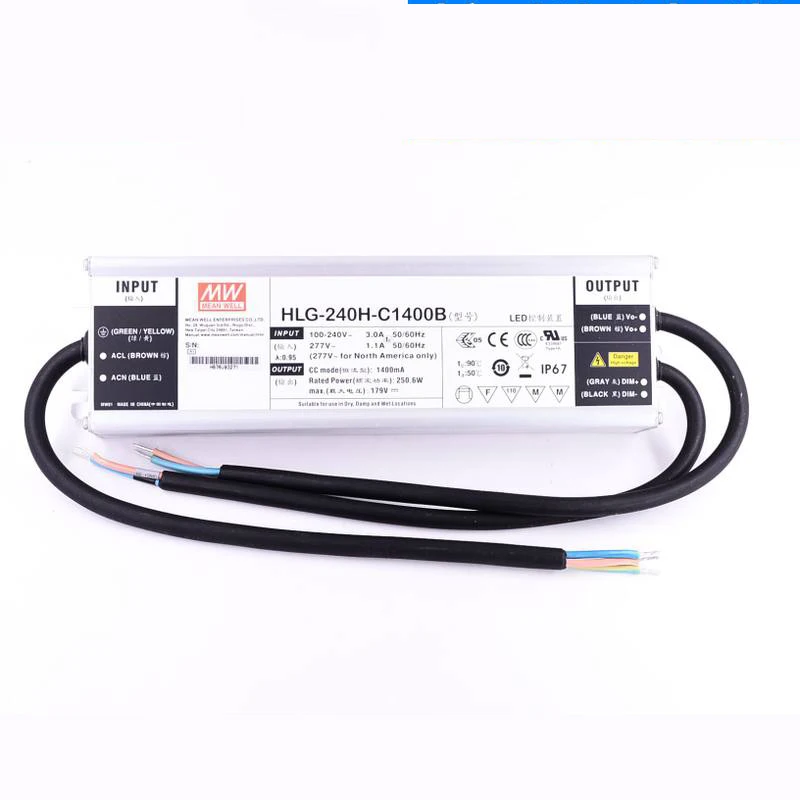 Meanwell HLG-240H-C Series 250W Single Output LED Power Supply HLG-240H-C1400 HLG-240H-C1400A HLG-240H-C1400B led driver
