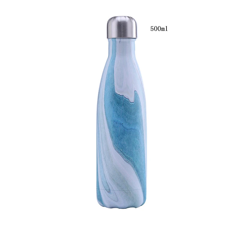 Stocked Double Wall Stainless Steel Drinking Bottle Wood Grain Vacuum Insulated Water Bottle
