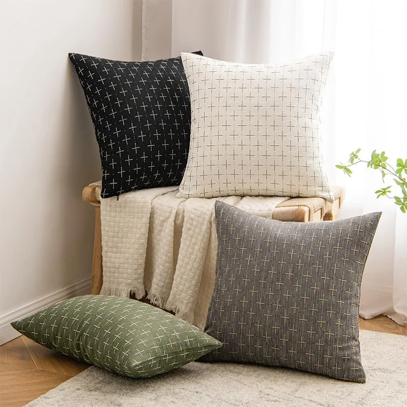 Cross shaped Machenier Pillow Set Living Room Bedroom Sofa Solid Color High end Simple Cushion cover