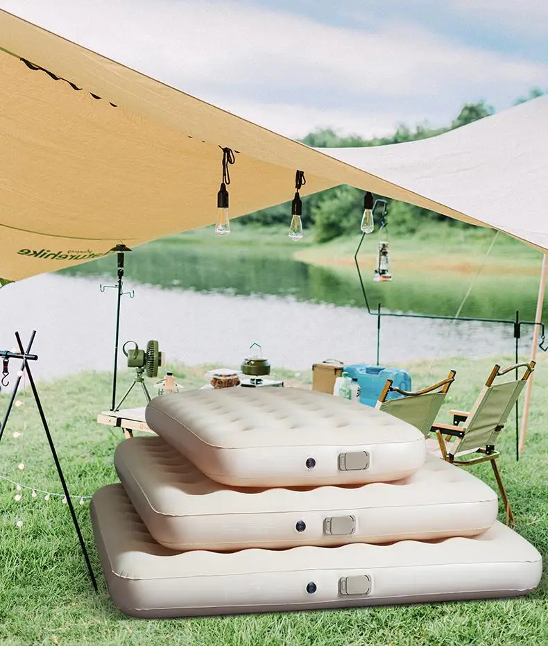 Hot selling Portable inflatable mattress PVC Waterproof Flocking Double Layer Air Cushion Bed Inflatable Sleep Cushion