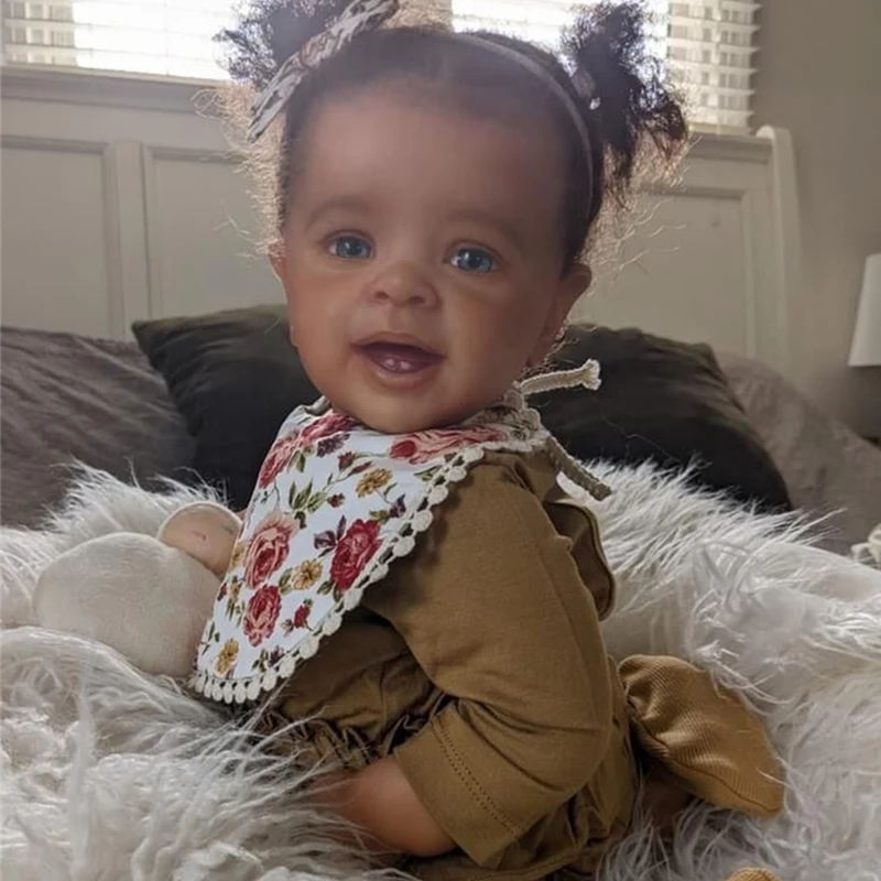 NPK 60cm Christmas Gift Kid Toys Realistic Soft Clothe Body Reborn Baby Doll African American
