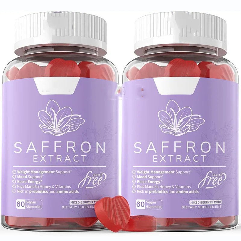 Hot Selling Saffron Extract Gummies Supplement for Adults Rhodiola Rosea Lemon Balm GABA Supplements Not for Pregnant Women