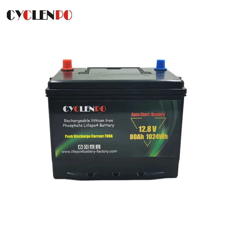 Customized 12v 80ah auto lifepo4 starter battery for car