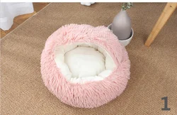 Semi-closed Long Plush Soft Pet Cat Dog Sleeping House Bed Mint Green Round Shape 60*15 cm Cat Plush Bed PB2021070905