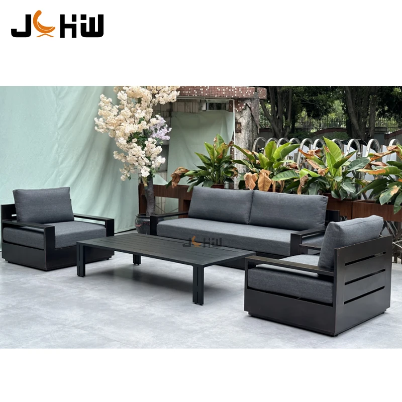 New outdoor aluminum alloy waterproof furniture with cushions living room balcony patio hotel Metal sofa set garden furniture