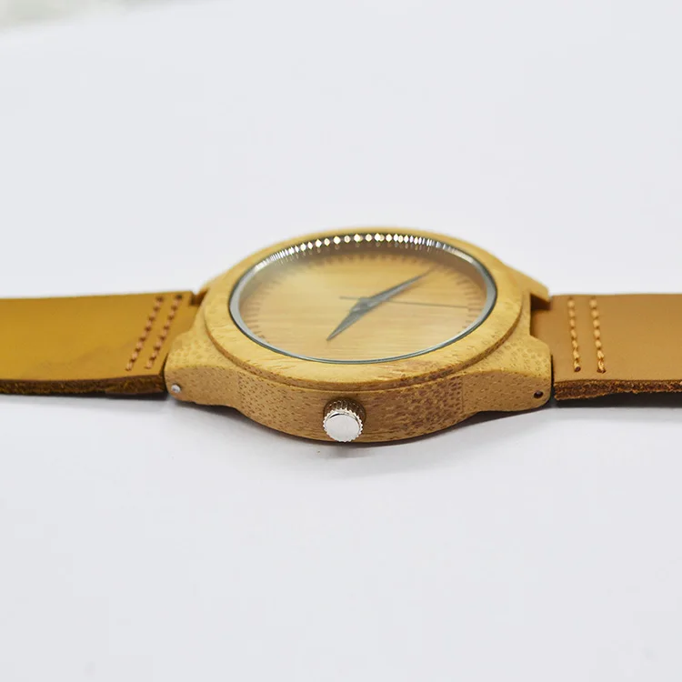 2019 Top Gift Natural Bamboo Wooden Genuine Leather Wooden Clock Male hour Reloj de madera Watches Men Wrist