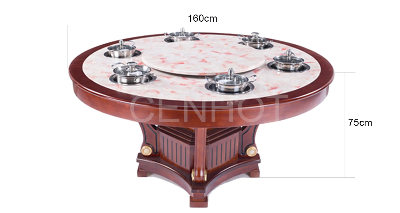 Cenhot round wooden customized hot pot table with induction heating system