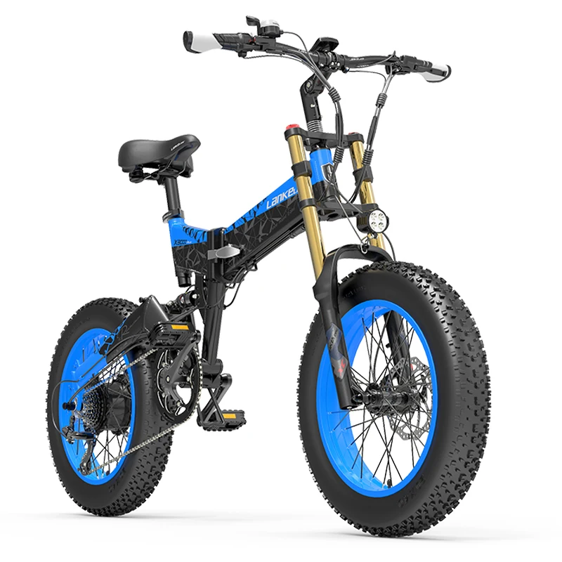 LANKELEISI 750W/1000W Electric Bicycle 20 inch Fat Tire Ebike 48V 17.5Ah Lithium Battery Folding E Bike