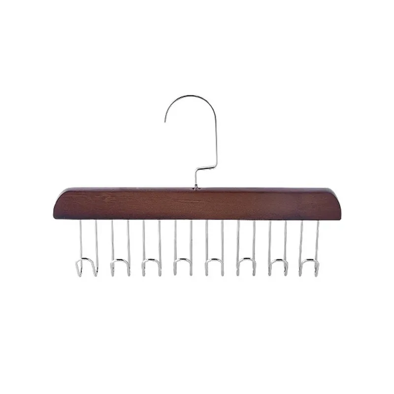 Hot 8 Hooks Wooden Sling Hangers Underwear Undershirt Tie Storage Hooks Student Dormitory Solid Wood Wave Drying Hangers