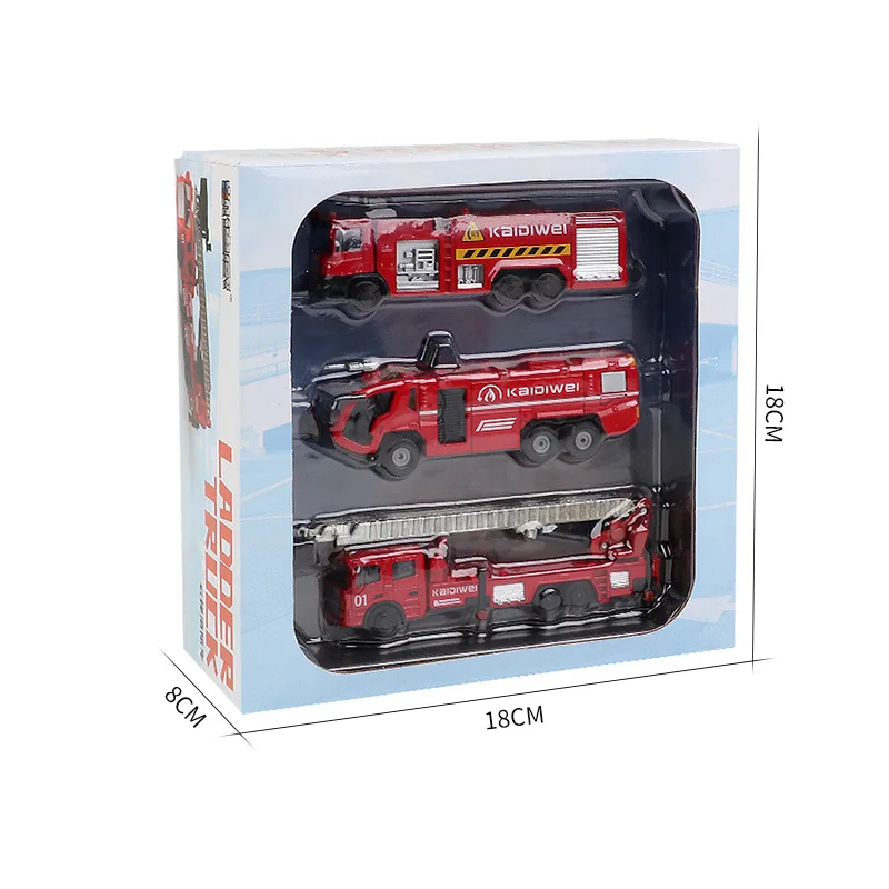 Alloy fire rescue ladder toy car set children small car model boy  toys car model metal