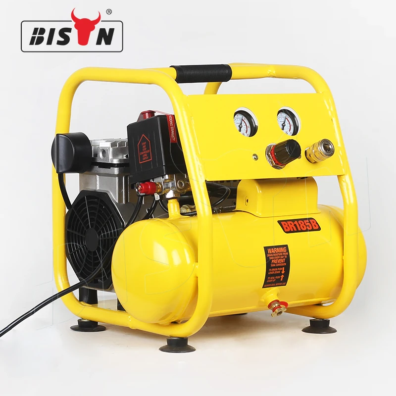Bison Small Air Compressor 220V 6L Mobile Mini Silent Electrical Oil Free Air Compressor