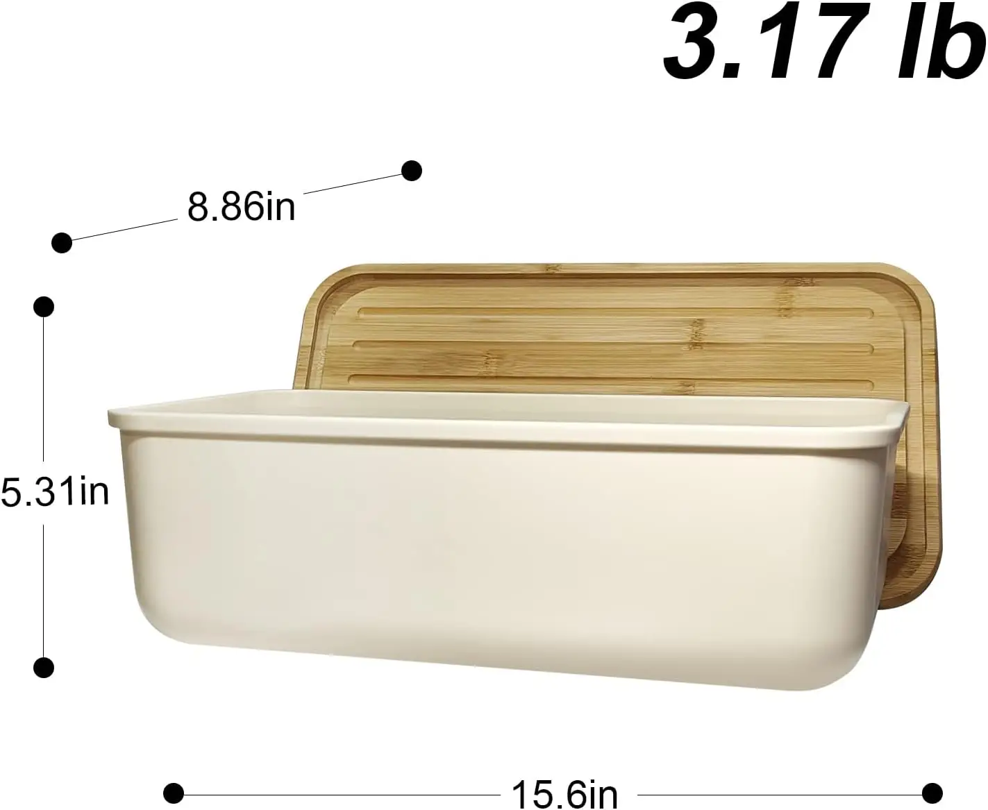Oblong shape Big capacity high quality RPET material with strong stability Elevated design with bamboo lid household bread box