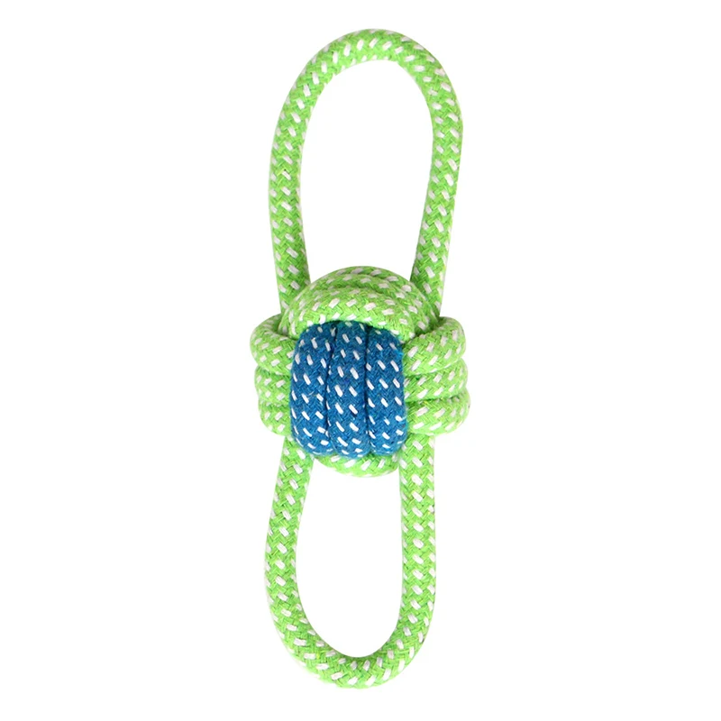 Hot sale custom design logo bite resistance green durable ball pet dog rope toys set