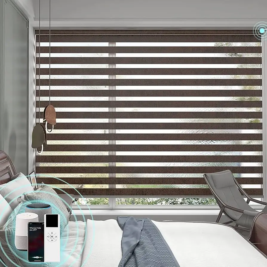 Zigbee Smart Control аккумуляторная батарея с зарядным мотором управляемые телефоном электрические жалюзи чисто белые шторы для зебры днем и ночью