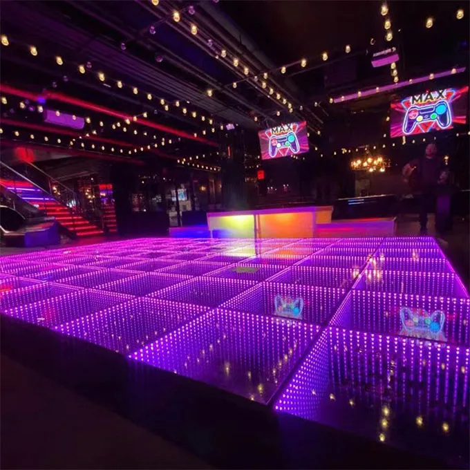 Magnetic Led Floor Dance 3D Mirror Stage Interactive Led Floor Dance for Wedding Party Led Dance Floor Panel For Sale