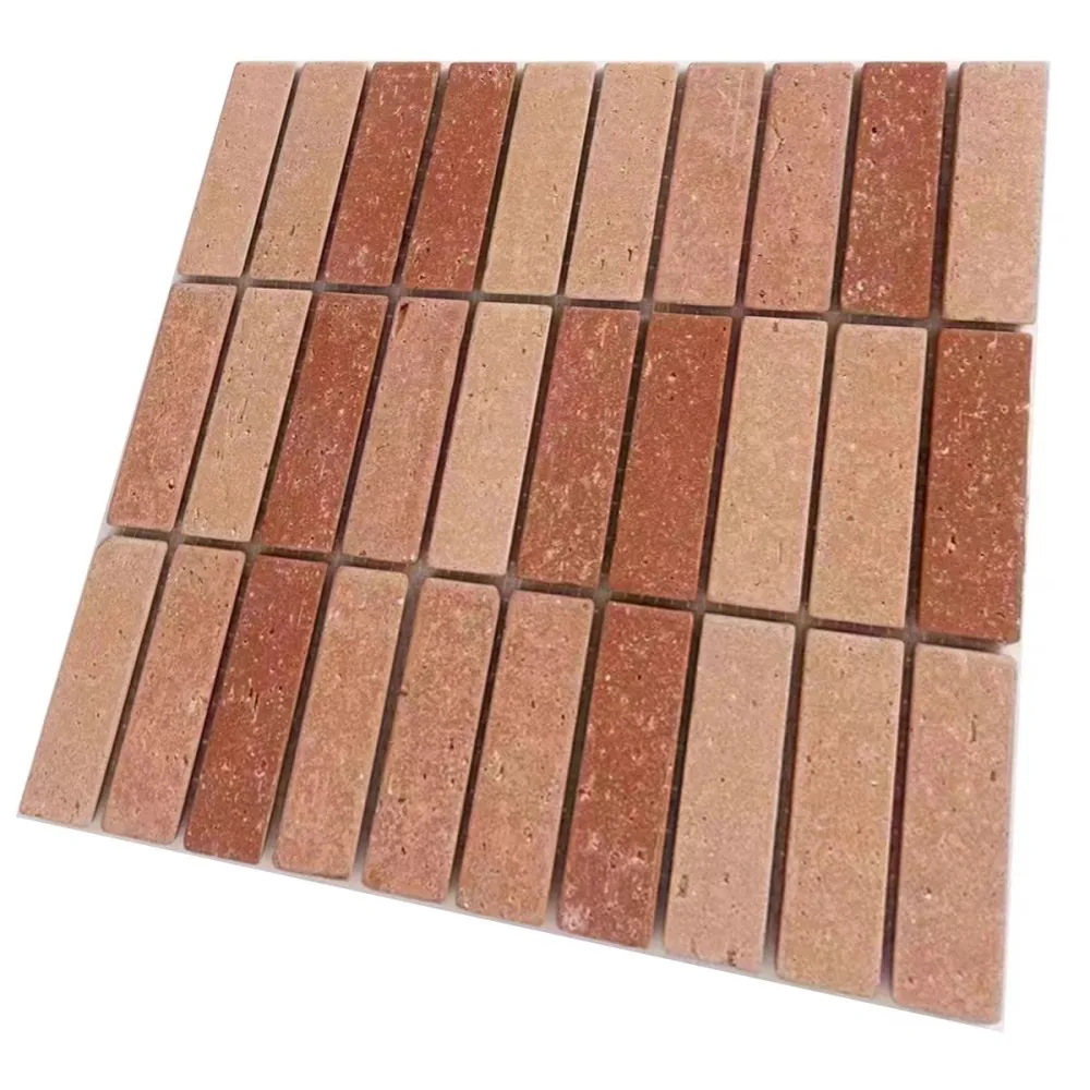 Cheap price terracotta red rustic antique clay mosaic strip ceramic matt tiles backsplash wall and floor tiles