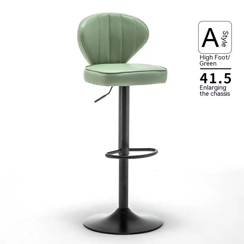 Simple Style Backrest Bar Chair Pu Leather Waterproof Adjustable Height Chair Bar Stools For Kitchen Hotel Bar Home