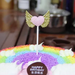 Wedding Party Baking Cake Shop Display Dessert Decoration Supplies Cute Angle Wings With Heart Cake Topper
