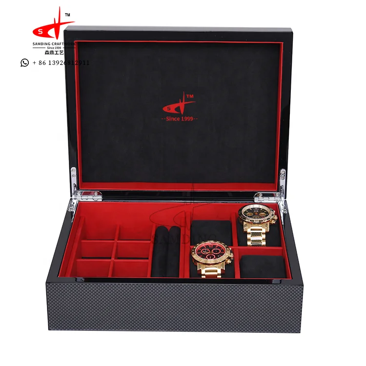 
custom glossy lacquer black jewelry accessories wooden watch box 