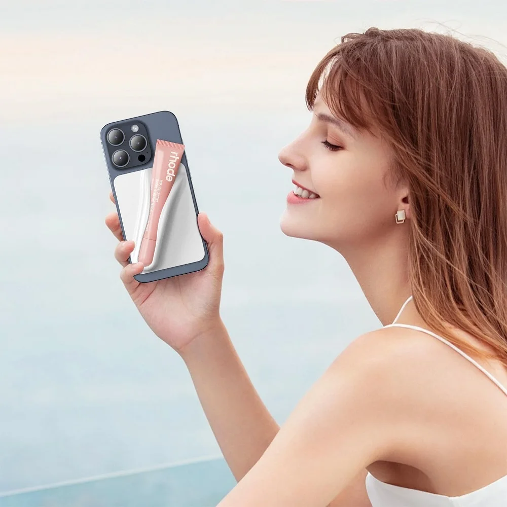 Silicone Lip Holder for Cell Phone Lipstick Lip Gloss Phone Case Back Stick On Holder for iPhone and Android Phones