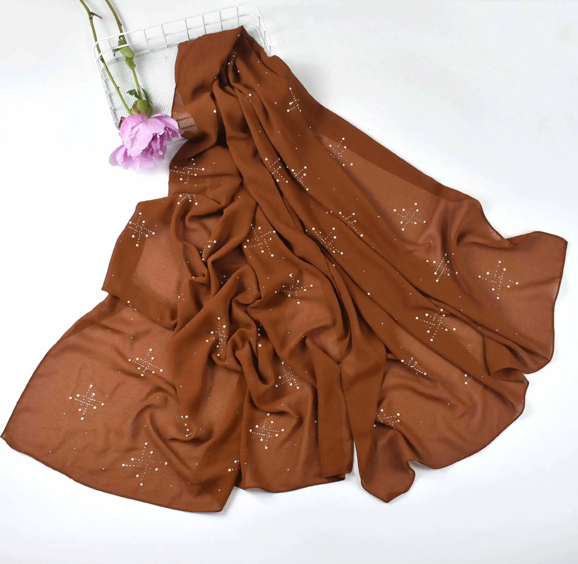 100 Polyester Square Dyed Hijab Scarf Arab Malaysia Islamic Women