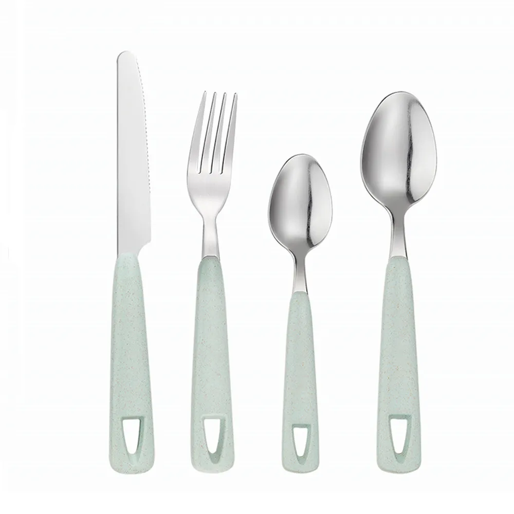 24Piece Wheat Straw Flatware Knife Fork Spoon Cutlery Set With Hanging