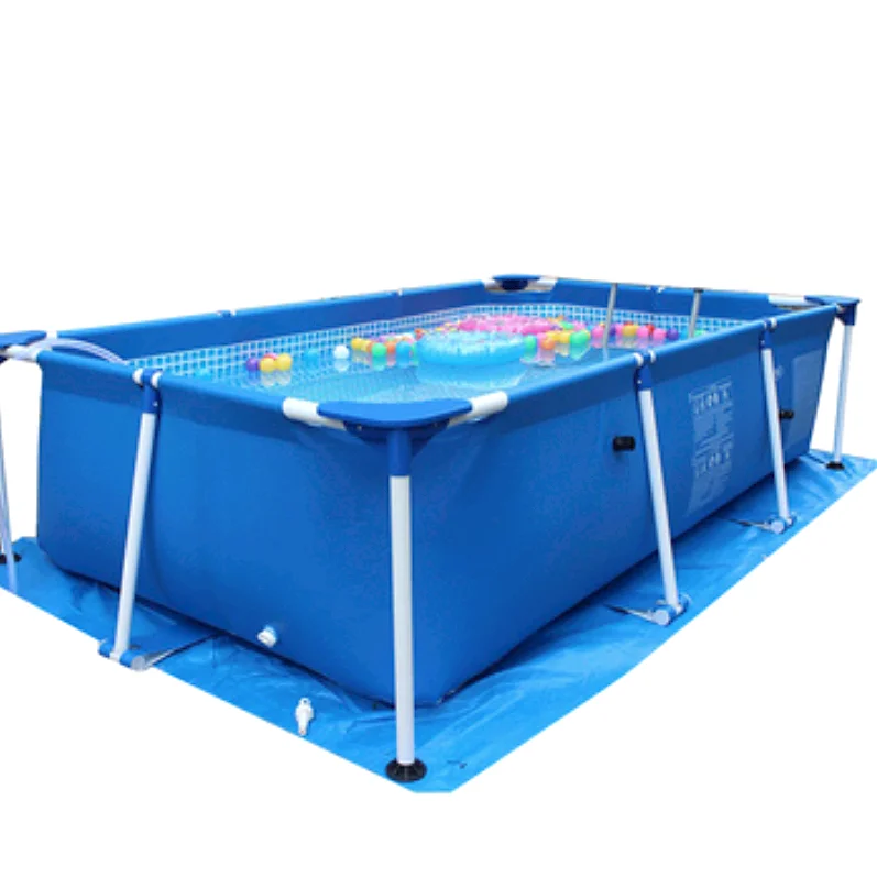 Big PVC Easy Set Rectangular Metal Frame Above Ground Family Swimming Pool for Garden Outdoor