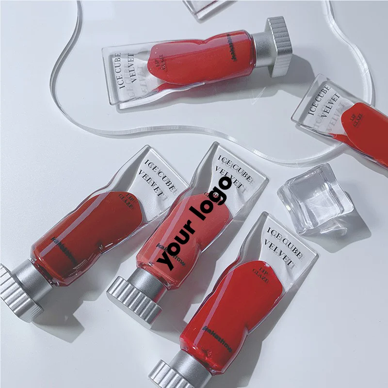 silver ice tube custom beauty products wholesale makeup nude clear private label base lipgloss vendor lip gloss