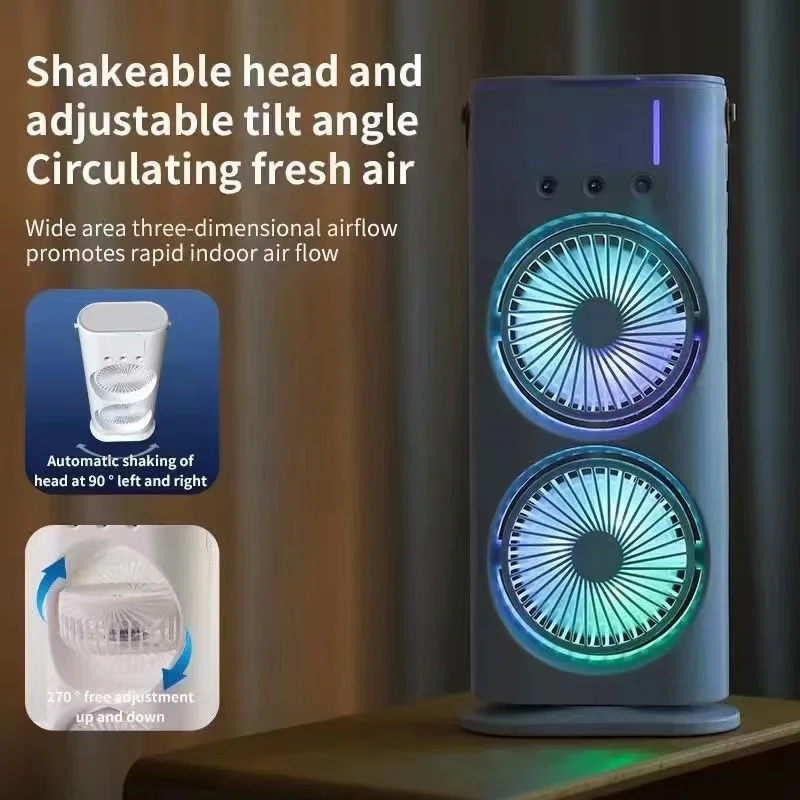 Hot sale household mini air conditioner fan cooler office humidification spray desktop small fan dormitory new electric fan