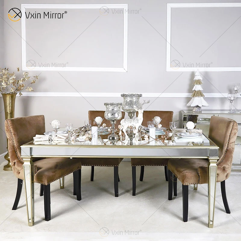 Modern luxury 6-8-10-12 people wooden high table dining table set round luxury gold rectangular dining table and chairs set