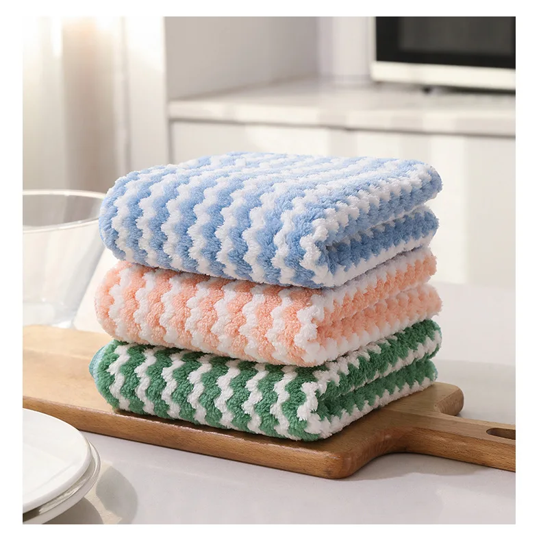 Factory Water Absorbent Thickened Microfiber Kitchen Dishcloth Dishtowel Cleaning Cloth Dish Cloth Dish Towels For Kitchen