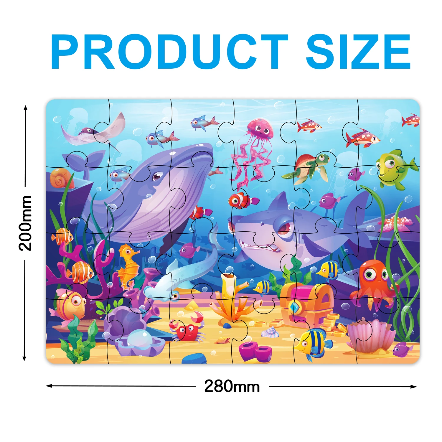 Customized Print fun jigsaw puzzle game colorful ocean world 24 pieces Paper jigsaw puzzles for kids