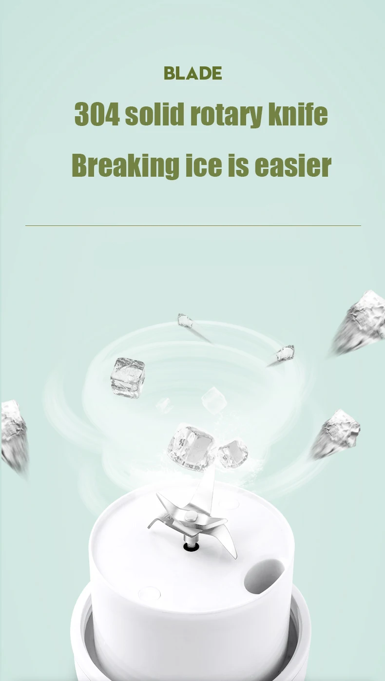 Factory Directly OEM 7.4V 6 Blades Usb Portable Blender Wireless Electric Juicer Blender Cup With 304 SS,ABS,PC Or Tritan