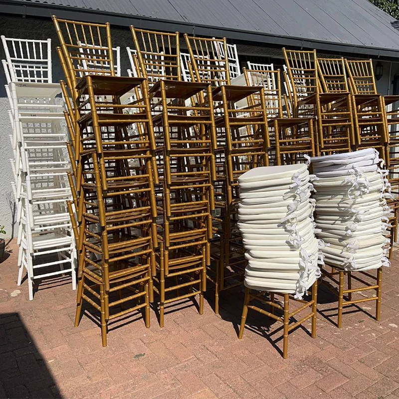 Factory Selling Gold Metal Chiavari Chair White Resin Hotel Banquet Furniture Tiffany Chiavari Wedding Chair For Event