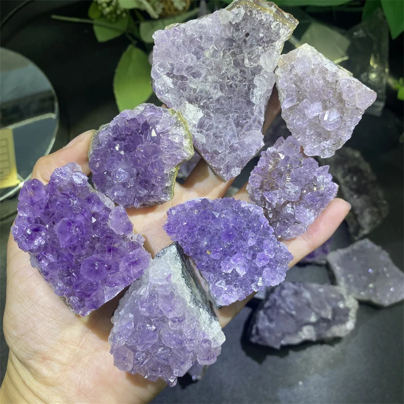 Оптовая Продажа оптовая цена натуральный кристаллический кварц Druzy кластер необработанный кристалл Целительный небольшой аметистовый