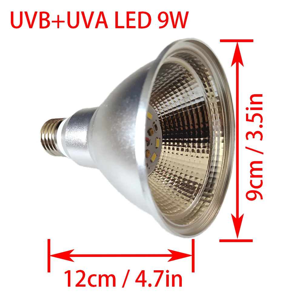 9W UVA UVB LED Reptile Light Lamp Full Spectrum Turtle UVB 5.0 10.0 Sun UV Light Lamp Bulb For Reptile