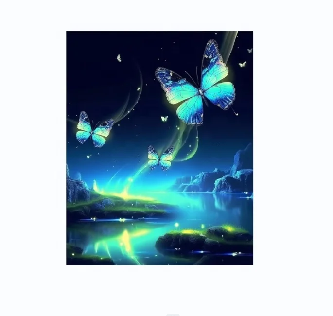 Diamond Art Blue Butterfly Lake 5D Diamond Art  Paint with Dots Full Drill Diamonds Kits Painting Crafts for Wall Decor Gifts