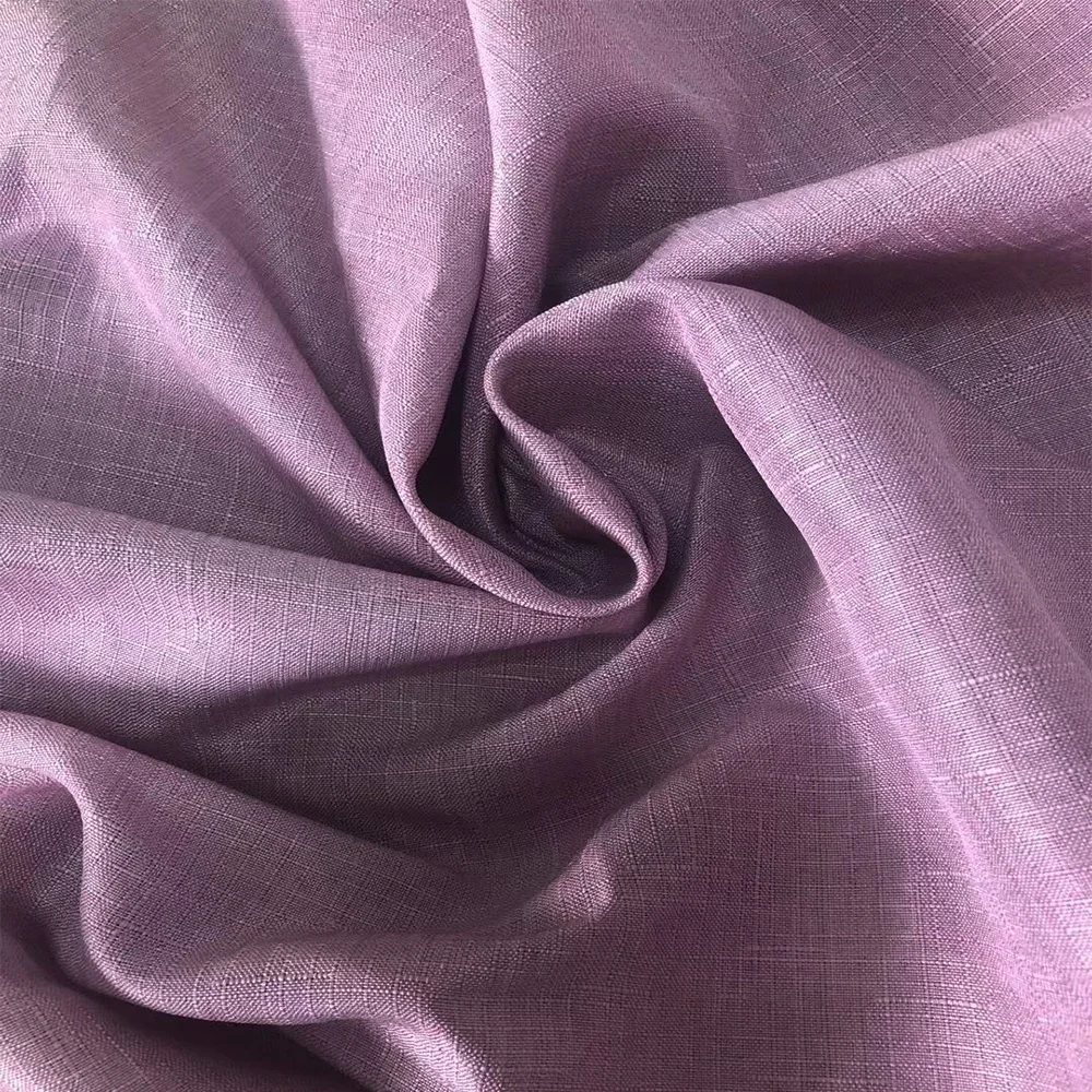 100% polyester cationic fabric plain colour cruciform slub yarn for table cloth window curtain chairpad