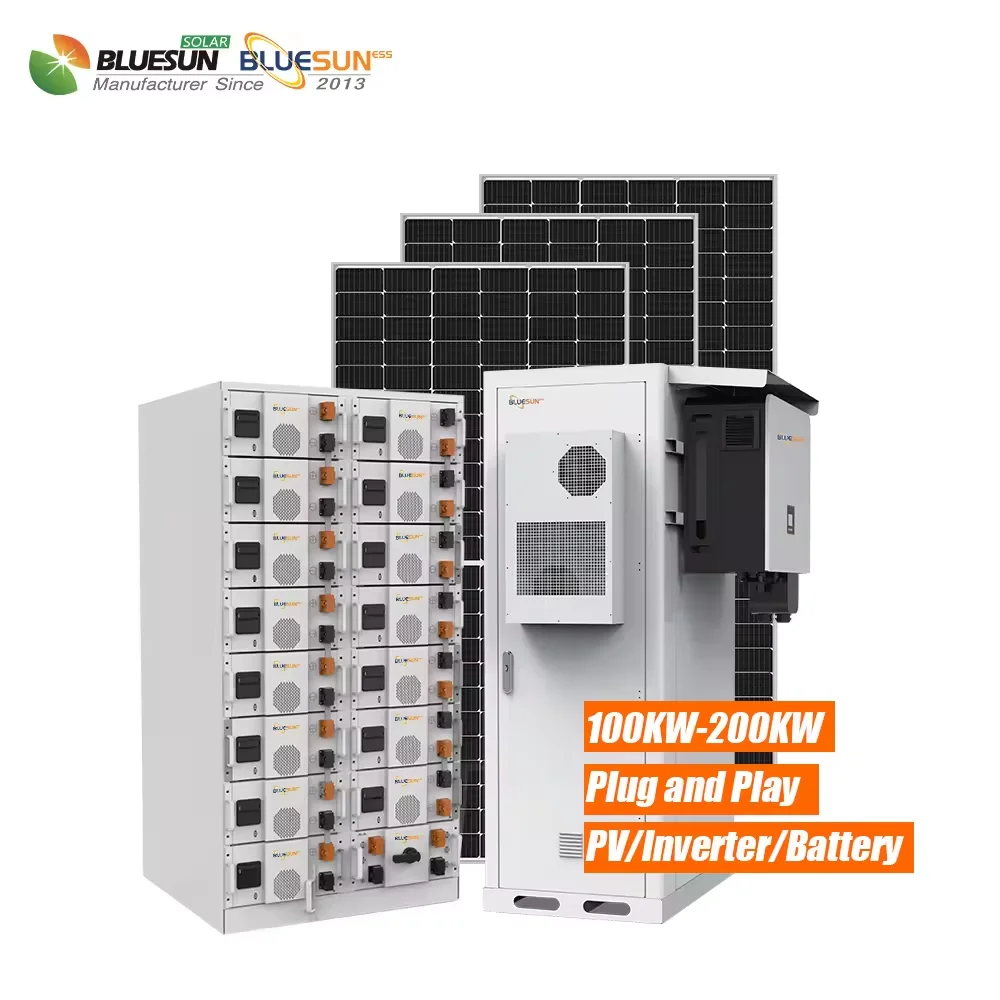 Bluesun 30Kw 50Kw 100Kw Commercial Solar System Full Set Hybrid Off Grid Solar Energy Storage System Plug And Play BESS