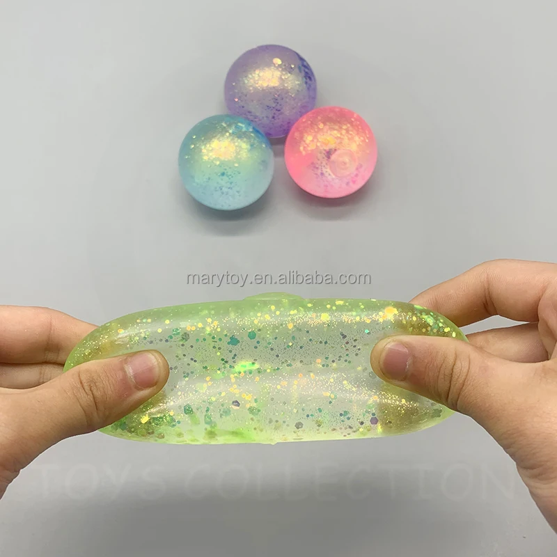 Glitter Sugar Fidget Ball Magic Fun Stretch Ball Ultra Squishy and Moldable Slow Rise Relaxing Sensory Fidget Stress Toy